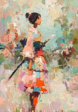 Samurai lady in a colourful pose by Niklas Maximilian