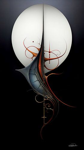 abstract figuur in blauw en oranje