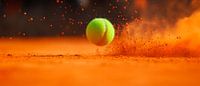 Tennis ball bounces over clay court by Poster Art Shop thumbnail