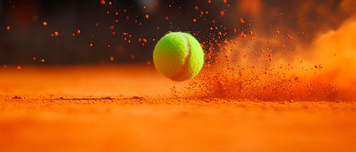 Tennisbal stuitert over gravelbaan