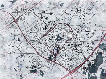 Kaart van Waregem in de stijl 'White Winter' van Maporia