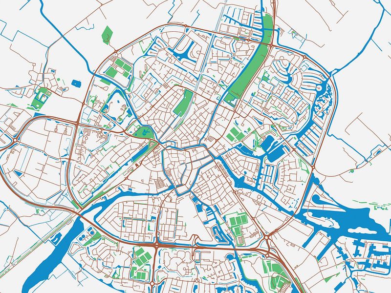 Kaart van Sneek in de stijl Urban Ivory van De Kaartenwinkel