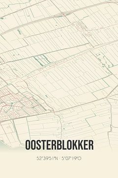 Vintage landkaart van Oosterblokker (Noord-Holland) van MijnStadsPoster