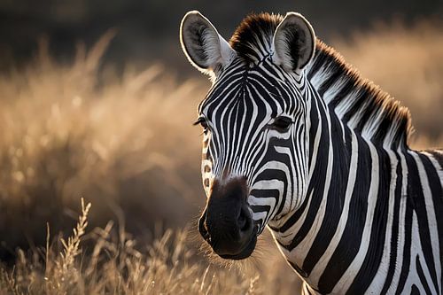 Zebra bij zonsondergang in het wild