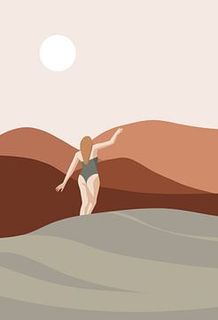 surf illustratie | terracotta bergen | surfchick van sensea illustrations