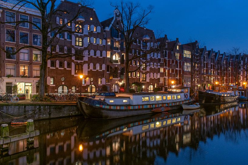 Brouwersgracht blaue Stunde, Amsterdam von Aldo Sanso