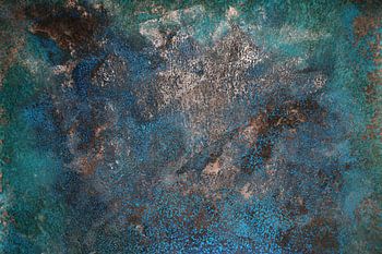 Abstract in green and blue made of Corten steel