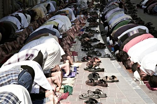 Muslims pray peacefully in Dubai during Friday prayers