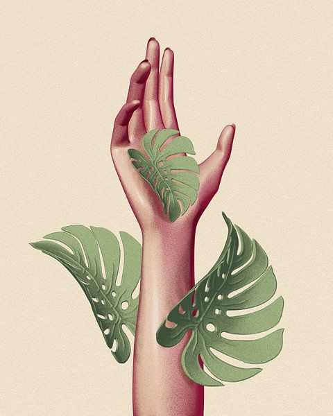 Hand monstera deliciosa van Klaudia Kogut