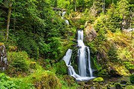 Een uitzicht op de prachtige Triberg-waterval in het Zwarte Woud