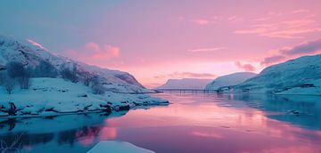 Scandinavische kou, ijzig winterlandschap van fernlichtsicht