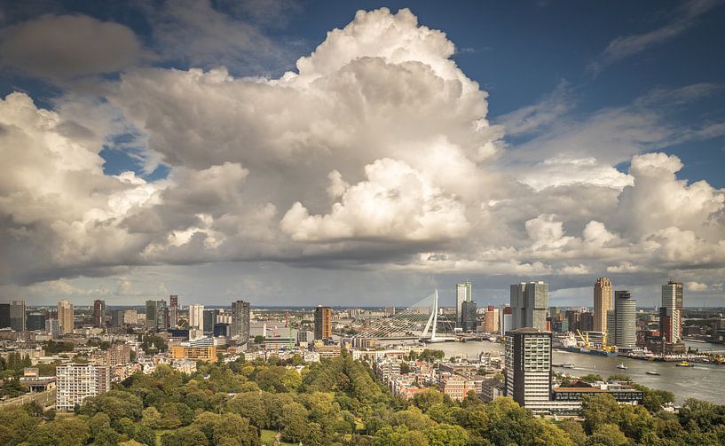 Eine schöne Wolkendecke über der Erasmus-Brücke in Rotterdam. von Claudio Duarte