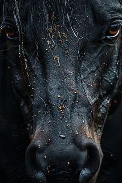 Close-up van een paard met glitter van Felix Brönnimann