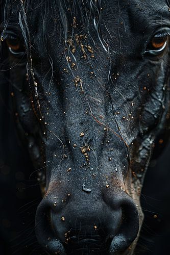Close-up van een paard met glitter