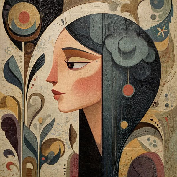 Frau mit Haar | Frau abstrakt von Kunst Laune