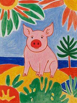 Varken op het strand stijl Henri Matisse van TOAN TRAN