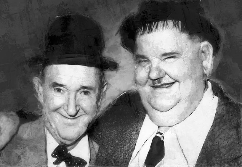 Ölgemaltes Porträt von Laurel & Hardy von Bert Hooijer