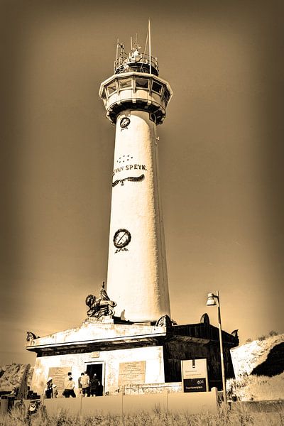 Egmond aan Zee Beach Lighthouse Sepia by Hendrik-Jan Kornelis