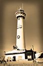 Egmond aan Zee Beach Lighthouse Sepia by Hendrik-Jan Kornelis thumbnail