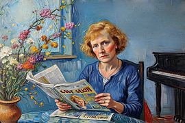 Double portrait de femme 06 (avec journal)