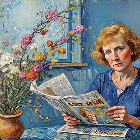 Damen-Doppelporträt 06 (mit Zeitung) von Hans Levendig (lev&dig fotografie)