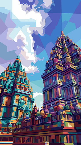 Candi Prambanan WPAP Pop Art-illustratie metalen poster