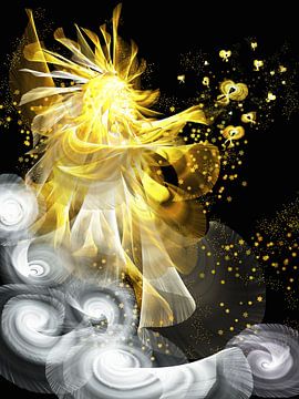Goldener Schutzengel im nächtlichen Sternenhimmel von Heidemarie Andrea Sattler