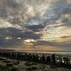 Een indrukwekkend panorama van het wad bij zonsondergang, met dramatische wolkenluchten. van Wolbert Erich