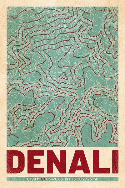 Denali | Landkarte Topografie (Retro) von ViaMapia
