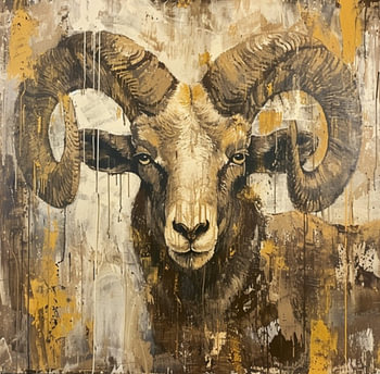 Ram hoofd portret dierenriemteken graffiti majestueus dier
