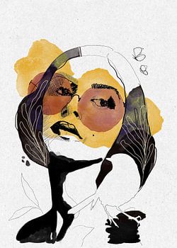 Aquarelle d'une fille avec des lunettes