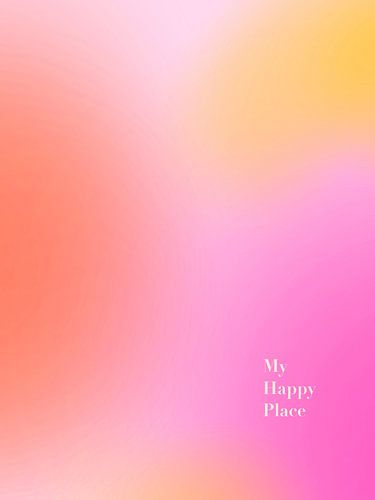 My Happy Place – Abstracte Gradient in Roze, Perzik en Goudgeel van Femke Bender