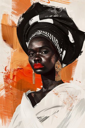 Afrikaanse vrouw in oranje en goud