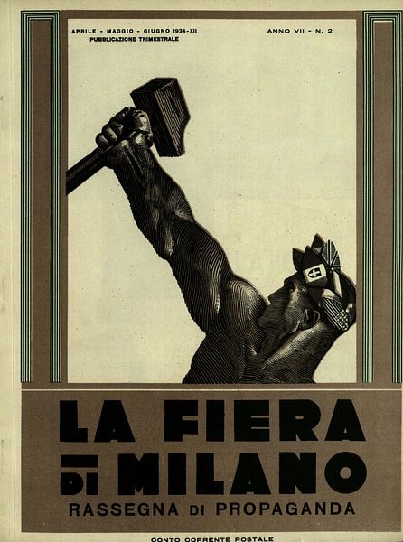 Gino Boccasile, Titelseite der Zeitschrift La Fiera di Milano. Rückblick auf die Mila-Messe von Atelier Liesjes
