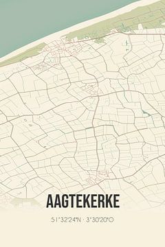 Vintage landkaart van Aagtekerke (Zeeland) van Rezona