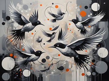 Visuele dans van vogels en abstracte vormen van Bart Veeken