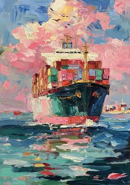 Containerschip in het ochtendlicht van Niklas Maximilian