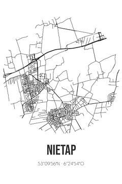 Nietap (Drenthe) | Karte | Schwarz und Weiß von Rezona