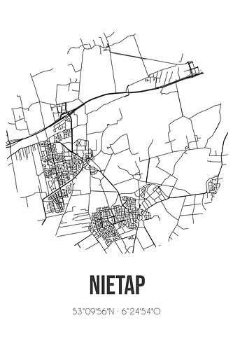 Nietap (Drenthe) | Karte | Schwarz und Weiß