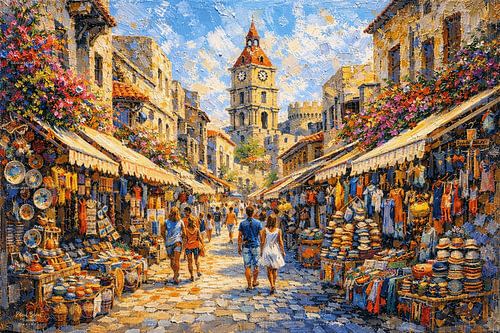 Rhodos in Griekenland schilderij.