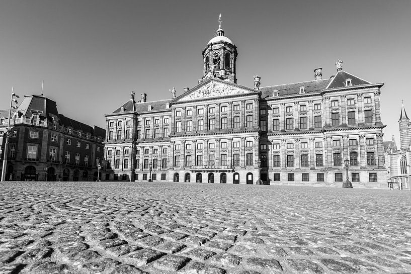 Almost deserted Dam square with the Royal Palace of Amsterdam by Sjoerd van der Wal Photography