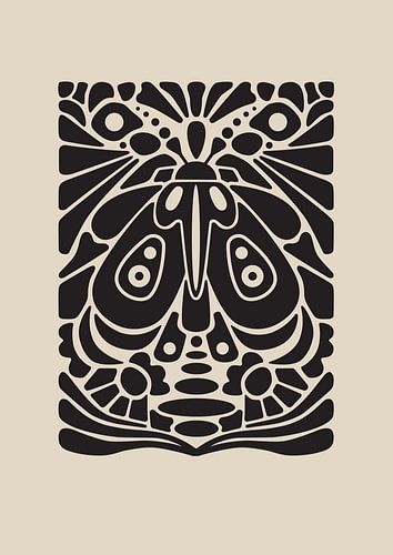 Grafik Nacht Schmetterling - Schwarz Beige - Wohnzimmer & Schlafzimmer - Kunst jedes Interieur - Abstrakt