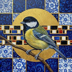 The Golden Tit on the Delft Blue Tableau by karin van Bylevelt