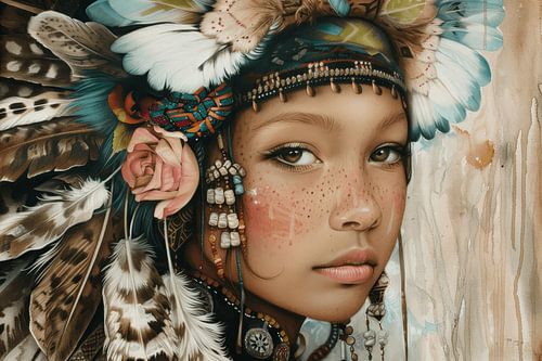 Portret, illustratie in pastelkleuren