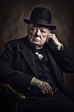 Winston Churchill Der nachdenkliche Staatsmann von De Muurdecoratie