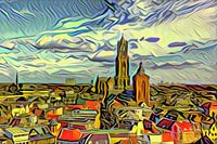 Skyline Utrecht im Stil von Picasso