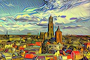 Skyline Utrecht im Stil von Picasso