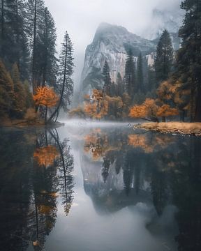 Herfstsfeer in Yosemite van fernlichtsicht