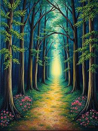 Enchanted Forest Path: A Serene Journey into a Luminous, Magical Wood by Artistic
