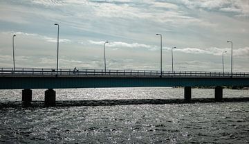A cyclist on a bridge by Brave Toaster Photos